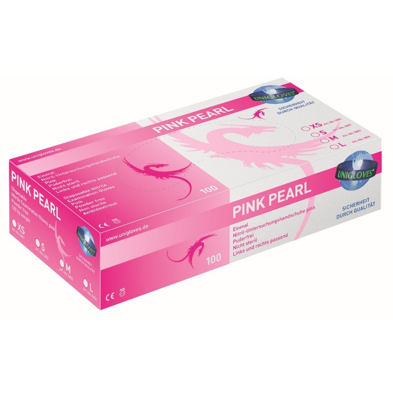 Unigloves Pearl Color Line Disposable Gloves, Nitrile, Assorted Colours Pink