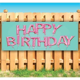 Happy Birthday 13 oz Banner | Non-Fabric | Heavy-Duty Vinyl Single-Sided With Metal Grommets | Birthday, Celebration, Gifts