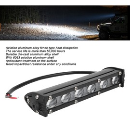 Barra de luz LED de 18w de una fila, ultradelgada de 8 pulgadas, IP67, tira de luz de trabajo impermeable para automóvil con accesorio de lente para vehículos todoterreno, barcos, motocicletas
