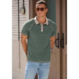 Sailwind Mens Short Sleeve Polo Shirts Cotton Golf Shirts Fashion Casual Raglan Green