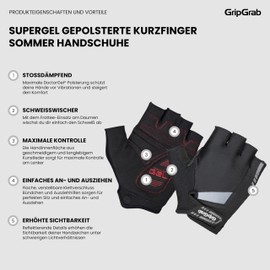 GripGrab SuperGel 6 mm DoctorGel Padding Fingerless Gloves Bicycle Summer Cycling Gloves Half Finger Gel Short