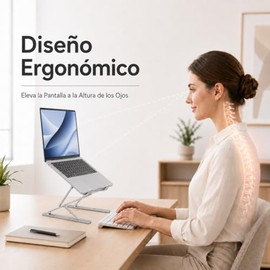 Soporte para Laptop de Aluminio con Doble Nivel, Base Ajustable y Plegable Ergonmica, Soporte Porttil para Computadora Compatible con MacBook AirPro, 
