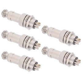 5Pcs Aviation Plug Connector Male Female Power Chassis Metal Fittings 5A GX12 450V Military Aerospace (6pin)