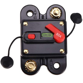 JIAKUPA 12V-24V DC 80A Circuit Breaker Fuse Inverter Fuse Holder with Manual Reset for Trolling Motor Auto Car Marine Boat Bike Stereo Audio