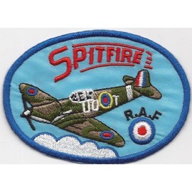Sew-on Iron-on Embroidered Patch British RAF WW2 Spitfire Aeroplane Airplane plane aircraft Badge
