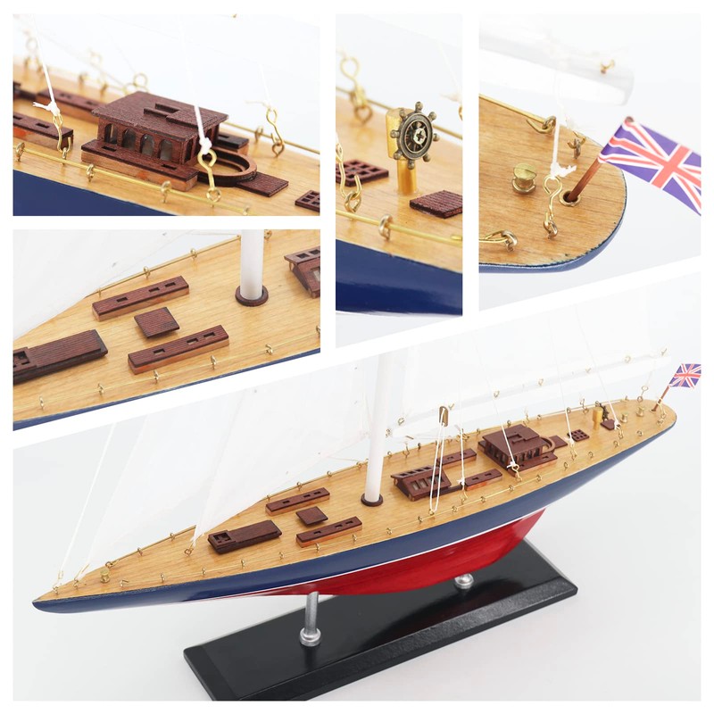 NAUTIMALL Wooden Sailboat Decor Ship Model 28" Endeavour America's Cup