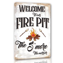 Funny Vintage Metal Sign Welcome To Our Fire Pit The Smore The Merrier Tin Signs Country Kitchen Wall Art Decor For Home Room Bathroom Cafes Clubs Farm Garden Garage Inspirational Quotes 8×12 Inch