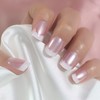Pearl Shine - Uñas postizas redondas blancas con pestañas adhesivas