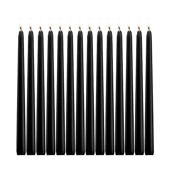 YIHANG Black Taper Candles - Set of 14 Dripless Candles