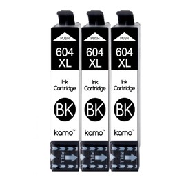 kamo 604XL Multipack Printer Cartridges Compatible with Epson 604 604 XL - for Expression Home XP-2200 XP-2205 XP-3200 XP-3205 XP-4200 XP-4205, Workforce WF-2910 WF-2930 WF-2950 WF-2935 (3X BK)