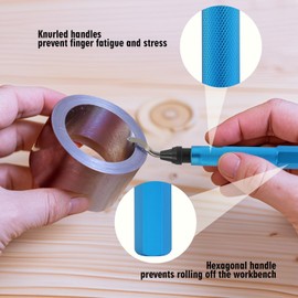 VASTOOLS Deburring Tools,7pc,High Grade Swivel Blades,Metal Handle Deburr Tool for Metal, Resin, PVC Pipes, Copper, Plastic and 3D Printed,Hole Internal Chamfer Tool Removing Burr