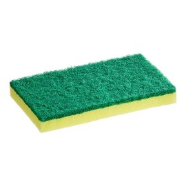 Commercial Kitchen Sponge with Scouring Pad, 6 x 3.5 x 0.75 Inches, Yellow/Green, 6-Pack