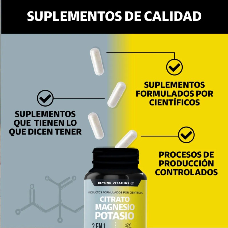 Citrato De Magnesio + Potasio 1500mg - 180 Cápsulas Sin