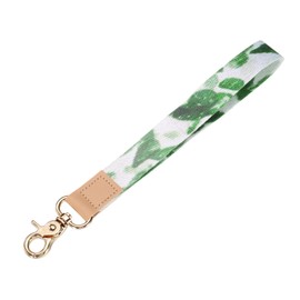 sourcing map Wrist Lanyard Keychain, 160mm Braided Wristlet Strap with Gold Clasp, Hand Key Holders Lanyard for Women Men Car Keys ID Badges Card Wallet, Green Cactus