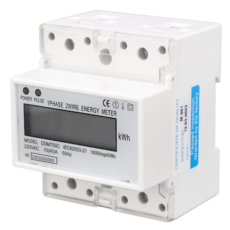 Energy Meter 1 Phase 2 Wire 4P Digital LCD Kwh