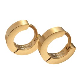 Ø12mm Herren Damen Ohrringe Titan Stab Schmal Klein Kantig Gebürstet od. Hochglänzend Edelstahl Klapp Creolen Helix Kikuchi ERTS022 (gold gebürstet)