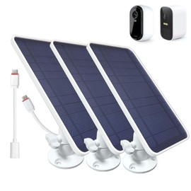 DIANMU Solar Panel for Arlo Essential 2K / 2K XL (2nd Gen), Solar Charger EufyCam 2C Pro/2C/3C, with 13FT Weatherproof USB C & Micro USB Cable & Aluminum Alloy Mount (3 Pack)
