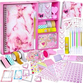 DIY Journal Kit for Girls, Scrapbook & Diary Supplies Set, Girls Diary Christmas Birthday Gifts for 8 9 10 11 12 13 14 Year