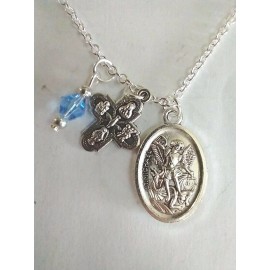 Catholic St Michael 5 Way Cross Medal Necklace 20" Chain
