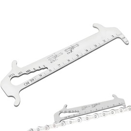 Chain Gauge, Chain Gauge Bicycle, Chain Wear Gauge, Silver, Chain Gauge, Spoke Wrench, Quick and Easy Wear Measurement for Bicycle, Stainless Steel, Chain Wear Gauge for Bicycle