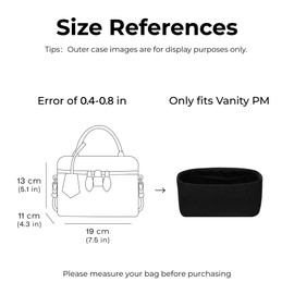 FANJI Project Tote Bag Organizer Insert for LV Vanity PM Handbag, Custom Fit Inside Premium Matte Black Lightweight WaterResistant Purse Insert