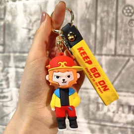 TOU-BEGUIN Charms Keychain, China Style Cute Kawaii Sun Wukong Design Key Ring Decoration, Cartoon Journey to the West Handbag Keys PVC Accessories for Kids Boys Girls Gifts