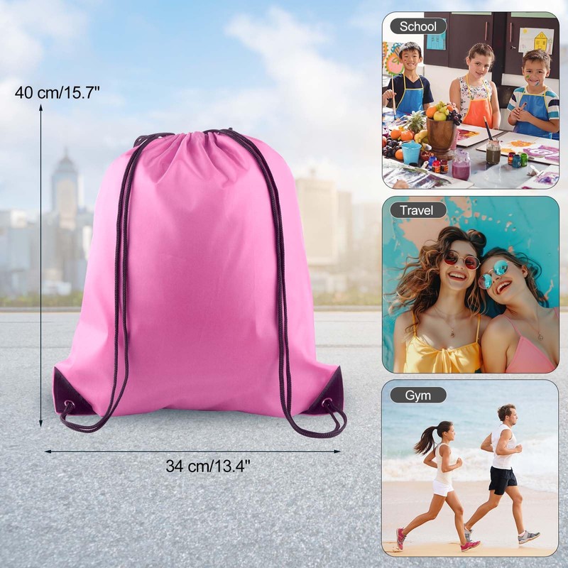 PLULON 2Pcs Drawstring Bags Bulk Drawstring Backpack Pink Black String