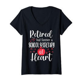 Womens Retired School Secretary Shirt Retired 2024 Retirement Gifts V-Neck T-Shirt