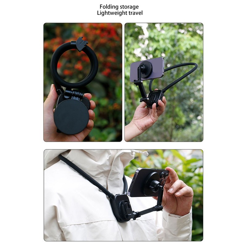 Phone Neck Holder Magnetic POV 360° Adjustable Anti Shaking Automatic