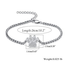 VCCWYQK Urn for Ashes Bracelet, Dog/Cat Paw Print Bracelets Cremation Jewellery for Ashes Cute Animals Adjustable Memorial Keepsake Cremation Bracelets Jewellery Gifts for Women, Stainless Steel