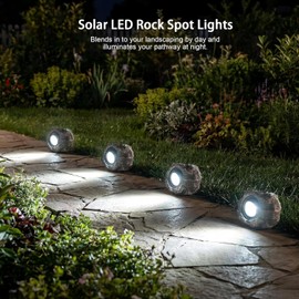 Candieslife LT-151S4 Luces Solares para Rocas de Jardín y Paisaje IP65 35 Lúmenes