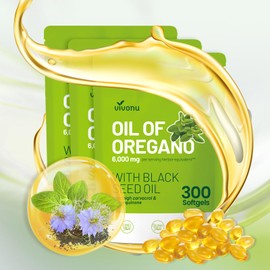 VivoNu Oil of Oregano Capsules, Balanced Oil of Oregano with Black Seed Oil, Organic Oregano Oil Softgels,Carvacrol,Thymoquinone, Non-GMO