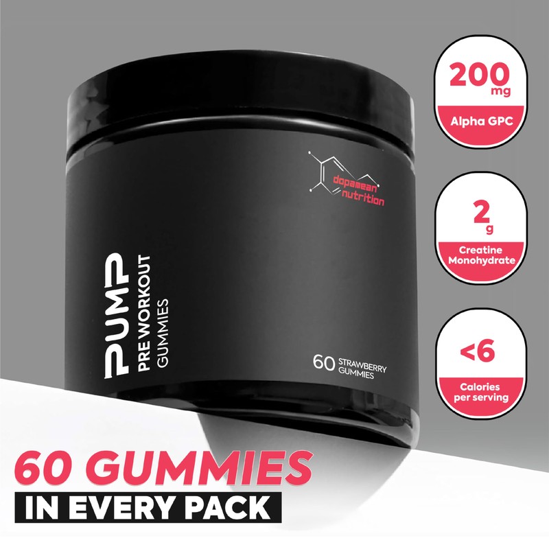 PUMP Pre Workout Gummies - Vegan, No Caffeine Jitters -