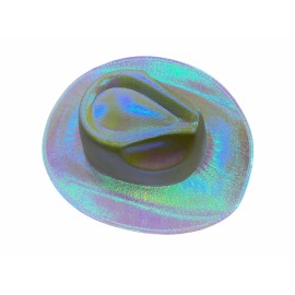 Unbranded Silver Rainbow Holographic Cowboy Hat Festival Burning Man Punk Rave Goth
