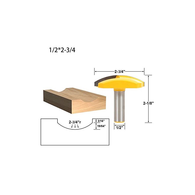 2-3/4 Inch Diameter Horizontal Crown Router Bit 1/2-Inch Shank Router