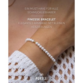 Purelei® Finesse Women's Stainless Steel Bracelet with Freshwater Pearls, Waterproof Bracelet for Women with Small Embellishments, Adjustable Length 16-19 cm, Stainless Steel