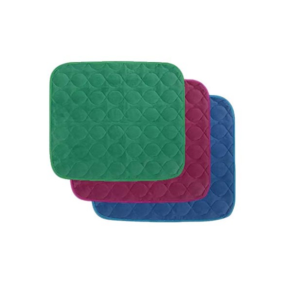 Platinum Care Pads Velvet Opulence Premium Comfort Chair / Wheelchair Washable Pad Size - 18X24 - Pack of 3 1 Blue 1 Green 1 Burgundy