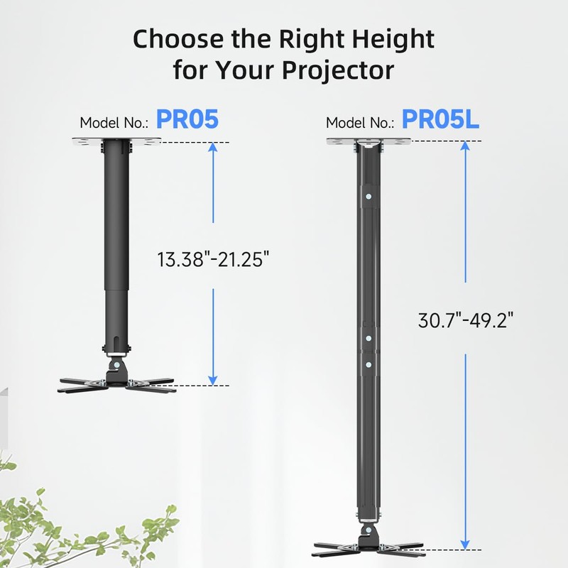 suptek Projector Ceiling Mount Bracket Fits Flat or Sloped Ceiling