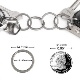 FEGVE - Juego de 4 llaveros de titanio para organización de llaves de coche, no magnéticos, con chorro de arena (25 mm)