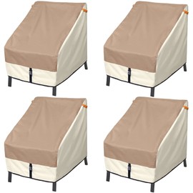 Porch Shield Patio Chair Covers - Waterproof Outdoor Lounge Deep Seat Single Lawn Chair Cover 4 Pack - 30W x 33D x 34H inch, Light Tan & Khaki