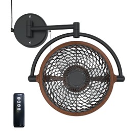 Vento VIVI-DC 10 In. Wall Mount Swivel fan with Folding Arm (Walnut)