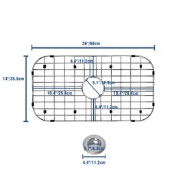 Kitchen Sink Grid 26" x 14", Sink Protectors for Kitchen Sink with Center Drain, Sink Bottom Grid, Stainless Steel Sink Protector, Sink Grate for Bottom of Kitchen Sink (26" x 14" - Center Drain)