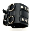 FindingKing Wide Black Leather Tri Clasp Cuff Wrist Watch Band