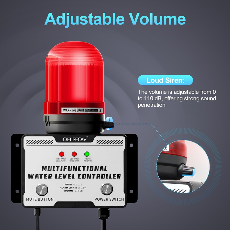 110 VAC High/Low Water Level Sensor Detector Alarm, Water Level