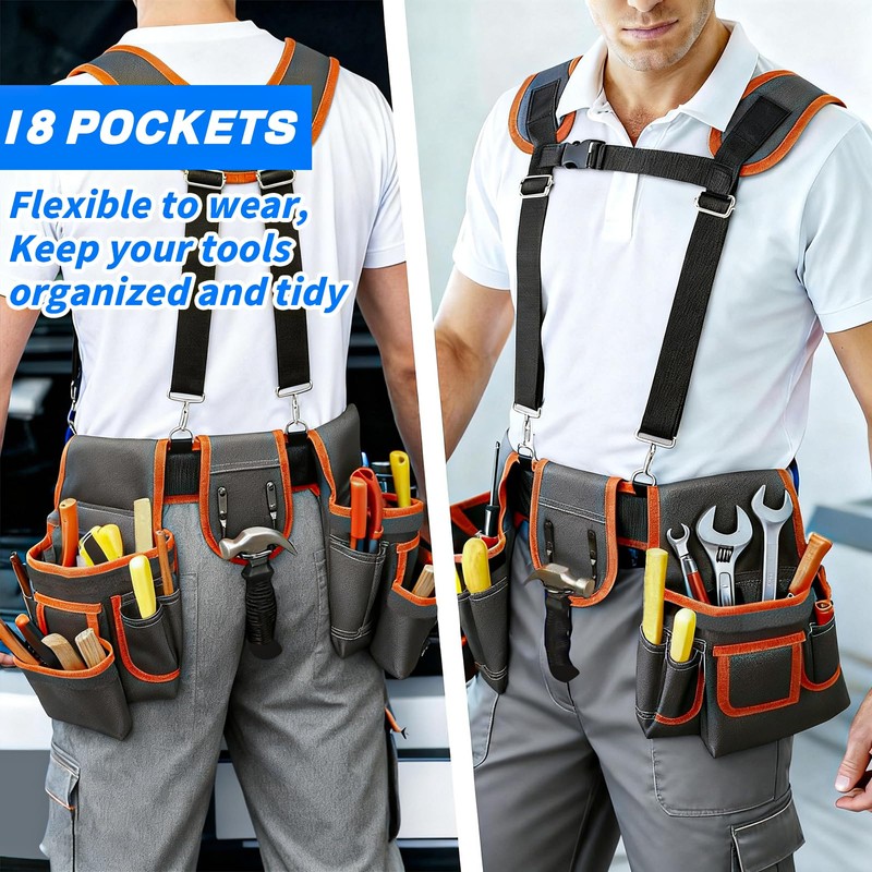 Tool Belt, Professional Tool Belts for Men, 32''-60'' Adjustable Magnetic