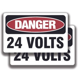 The Decal And Sticker Mafia DANGER 24 VOLTS DECAL Stickers Sign Bogo For Truck Window Office - 4"W x 2.5"H