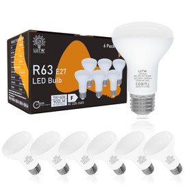 LUTW LUTW LED Reflektor R63 E27 Glhbirne, 9W Ersatz Halogenstrahler 60W, Kaltwei? 6500K E27 LED Reflektorlampen, 900LM LED Lampe E27 mit 120 Abstrahlwinkel, AC 220V, Nicht Dimmbar, 6er Pack