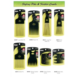Professional Styling Combs Detangling Brushes and Afro Piks - Smooth Finish and Heat Resistant - Magic Collection (#2410 Metal Pik )