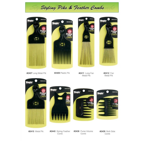 Professional Styling Combs Detangling Brushes and Afro Piks - Smooth