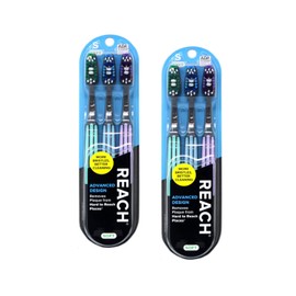 Reach Cepillos de dientes suaves de diseño avanzado, los colores pueden variar, 3 unidades (paquete de 2) en total 6 cepillos de dientes